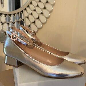 Bandolino Gold Ankle Strap Flats
